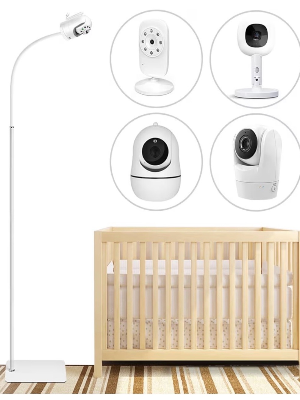 White Floor Stand for Nursery Camera - Universal Baby Monitor Mount